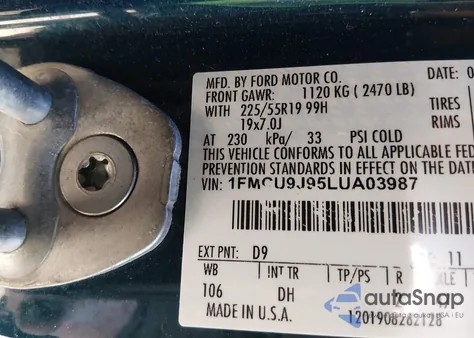 2020 Ford Escape Titanium from USA, damaged, VIN 1FMCU9J95LUA03987